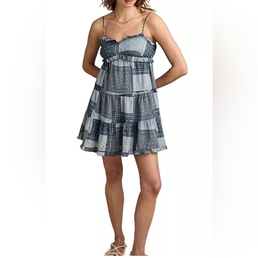 NWT lucky brand Patchwork lined bandana Dress L